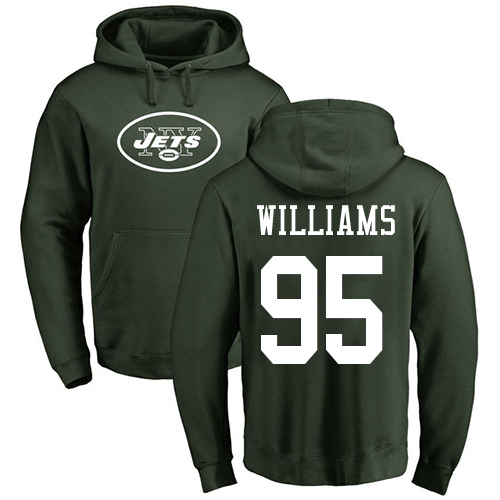 New York Jets Men Green Quinnen Williams Name and Number Logo NFL Football #95 Pullover Hoodie Sweatshirts->nfl t-shirts->Sports Accessory